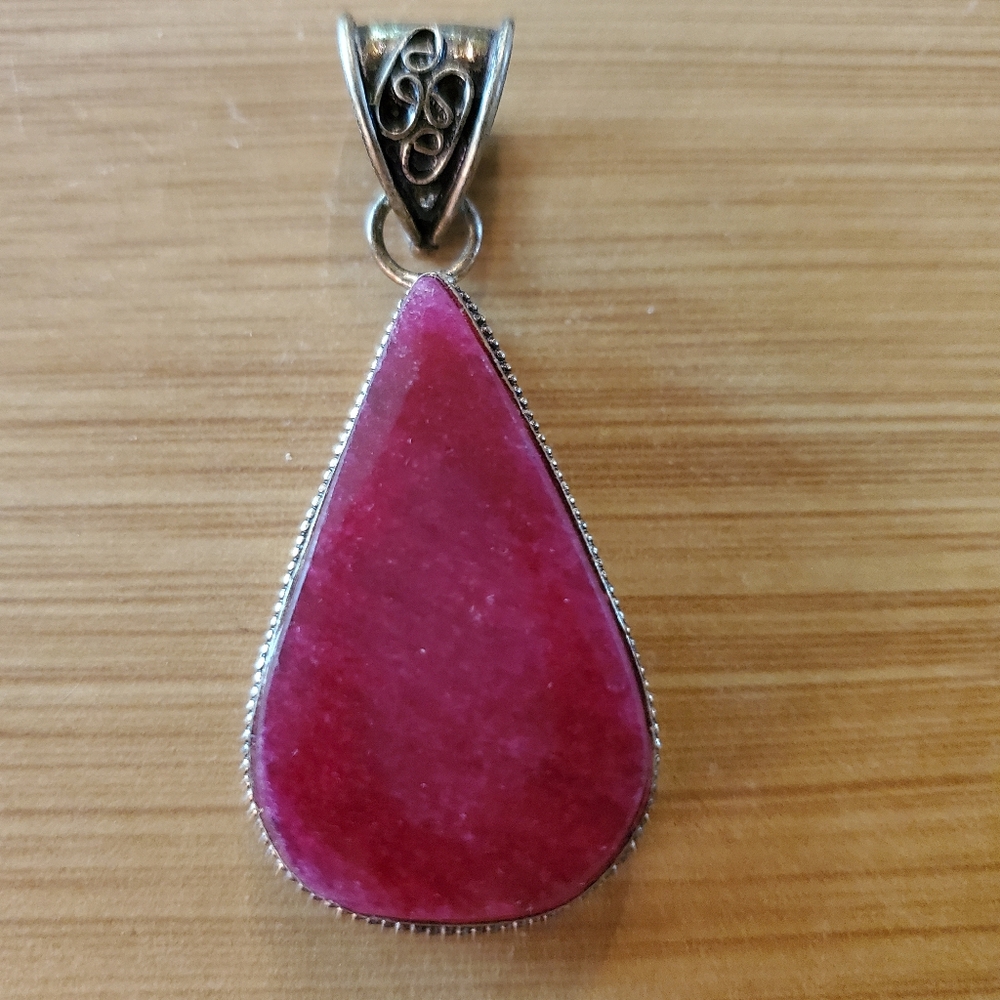 Genuine Faceted Ruby Teardrop Pendant